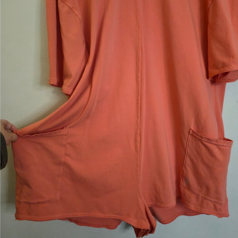 Free People Movement Hot Shot Tee Romper Pink Coral Size L Athleisure Cozy - Picture 5 of 10